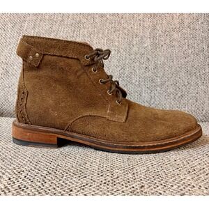Clarks Mens Brown Suede Lace Up Chelsea Ankle Boots Size 8 Work Fashion Casual